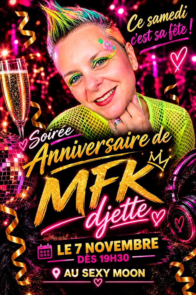anniversaire de la DJ MFK au Sexy Moon le 7 novembre